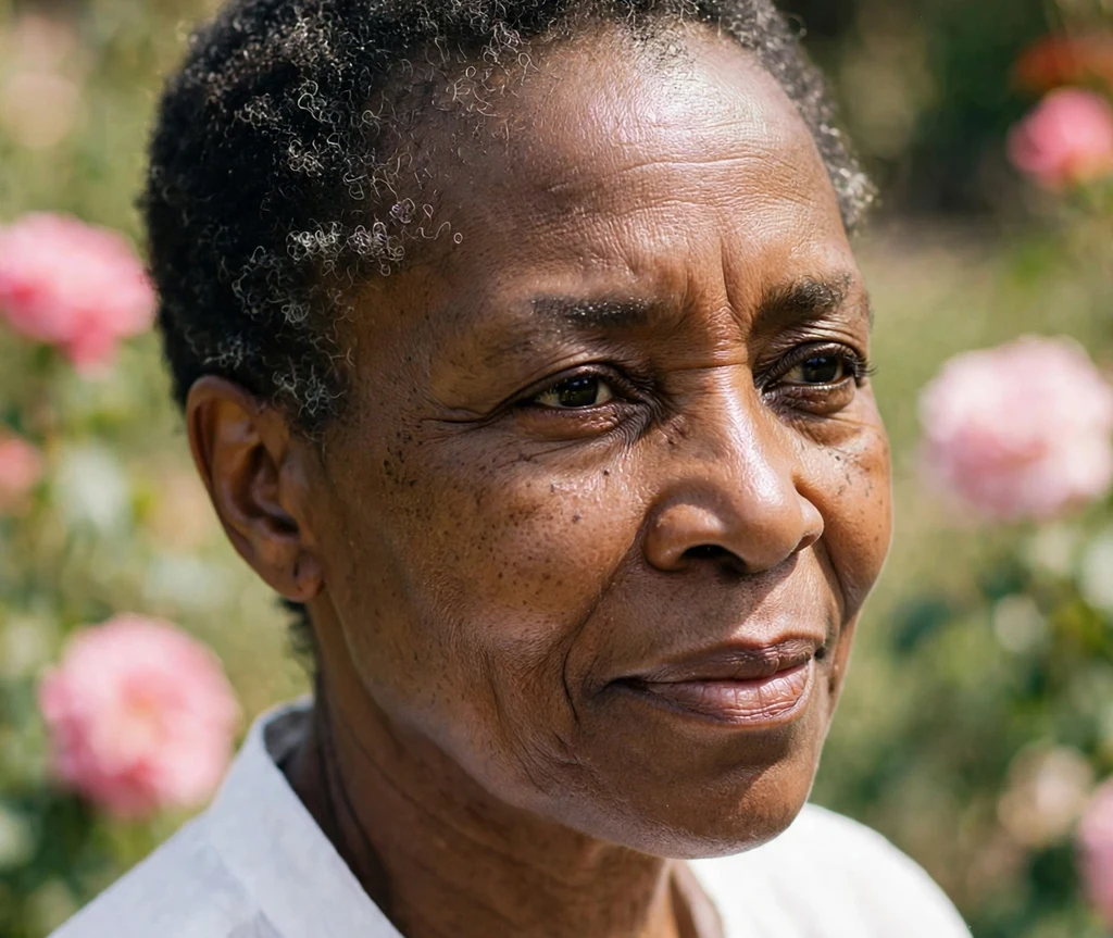 Black woman over 50 with a short natural TWA