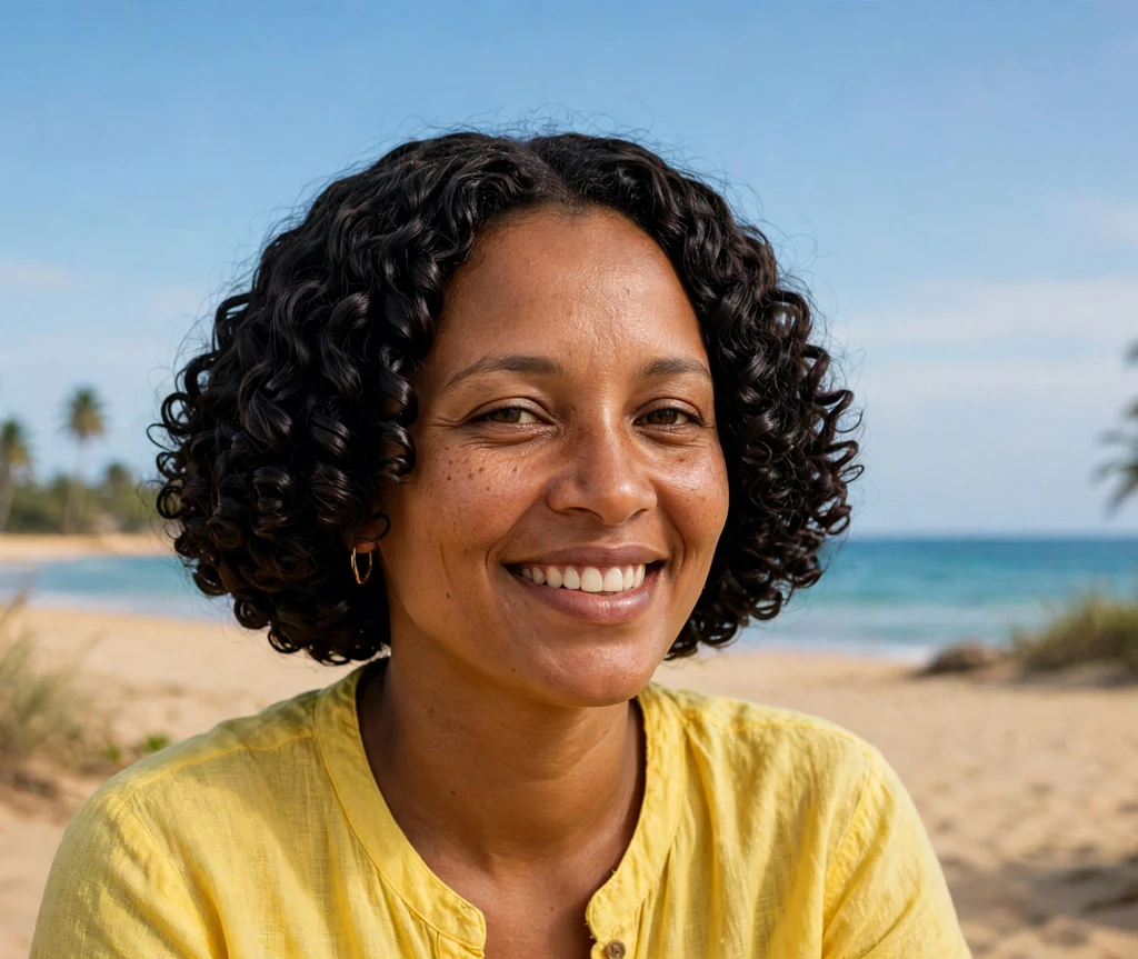 Woman with a defined ringlet bob hairstyle