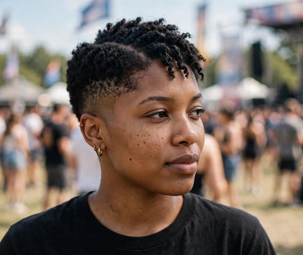 Fauxhawk-inspired pixie on a woman with an oval face