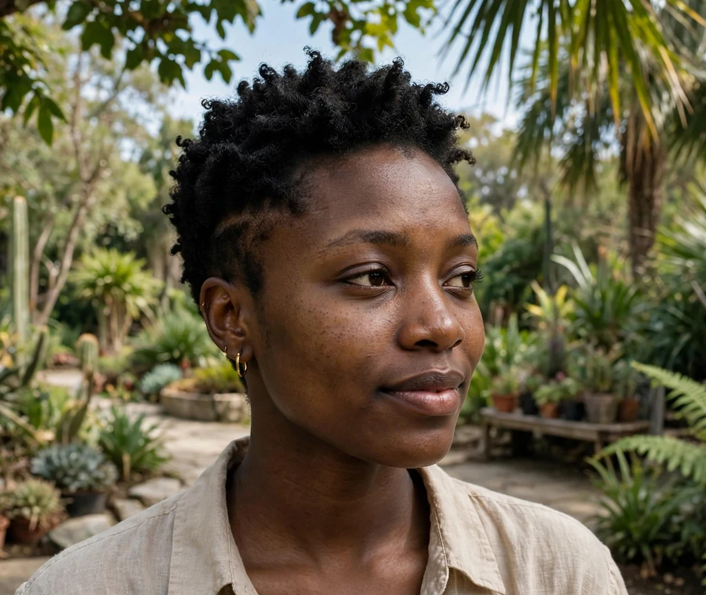 Woman with an inverted bob with stacked layers for thick hair