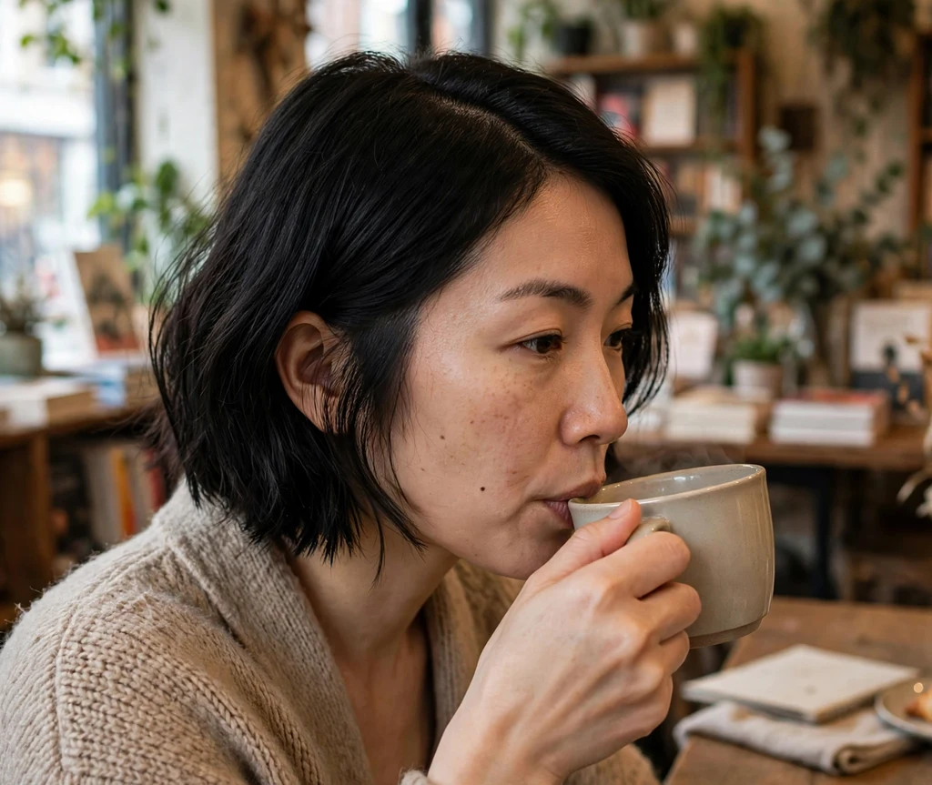 Woman with a wedge cut with stacked back for thick hair