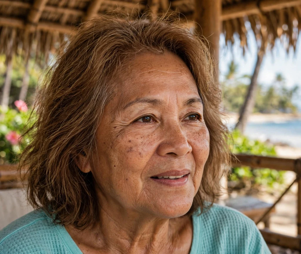Woman in her late 50s with a beachy textured sun-kissed lob haircut