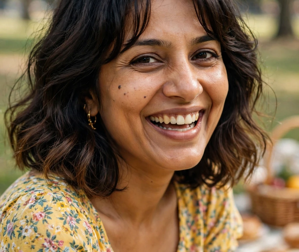Wavy ombre bob with curtain bangs on a young woman