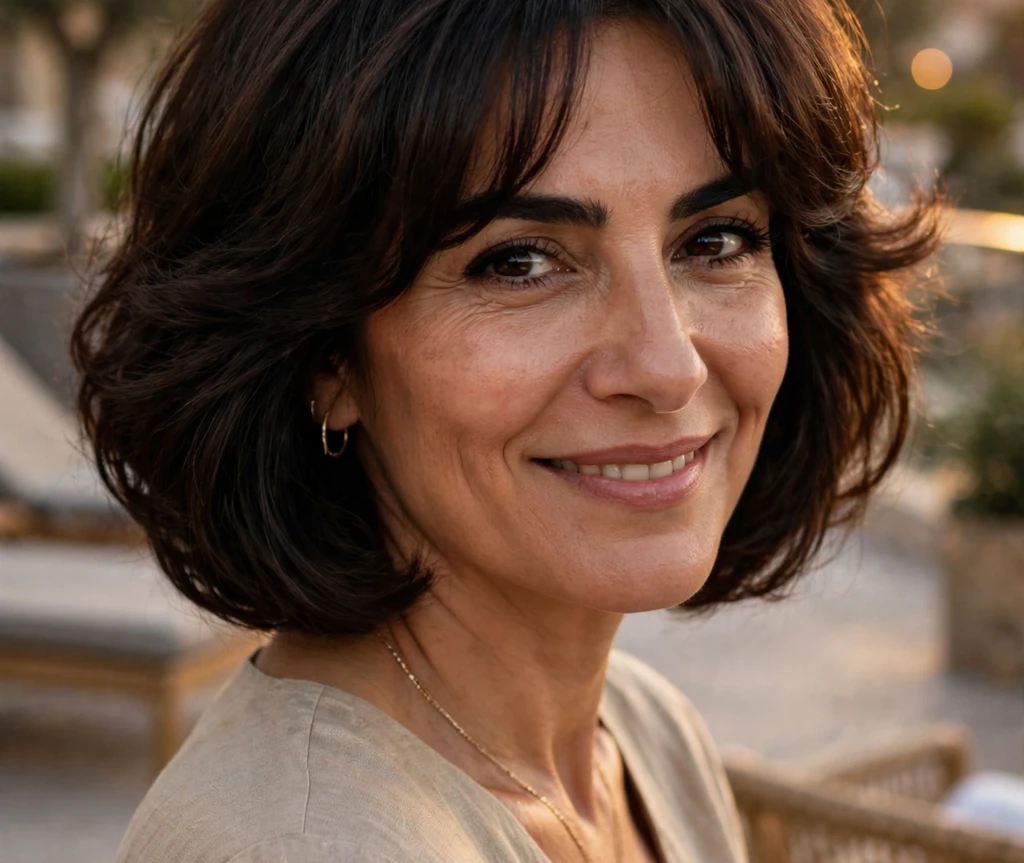 Glossy dark brown bob with wispy curtain bangs