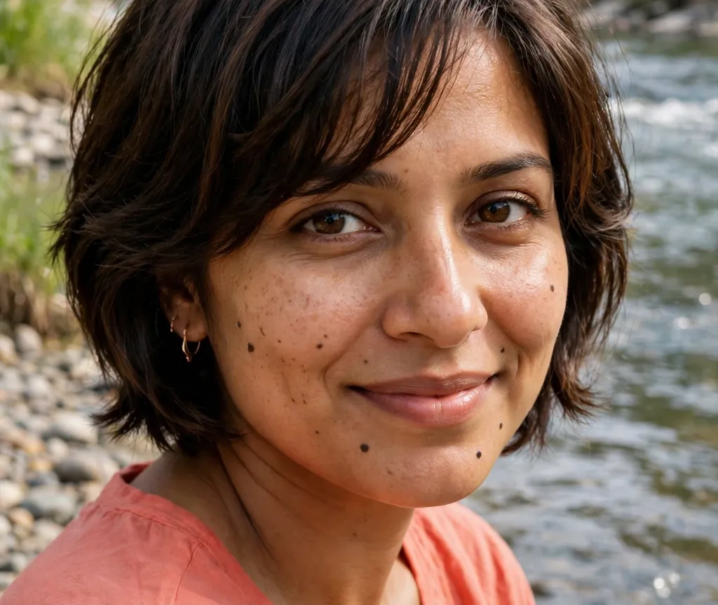 Short layered bob with side bangs on dark brown hair