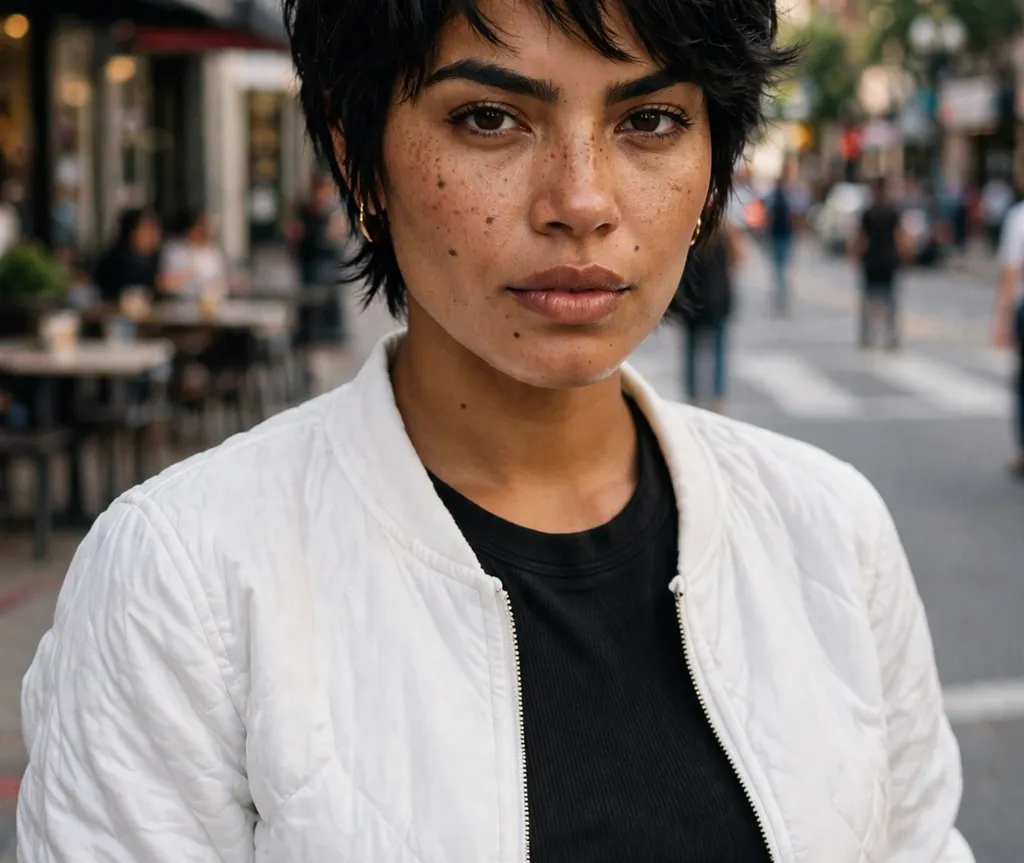 Pixie-bob short layered cut on black hair
