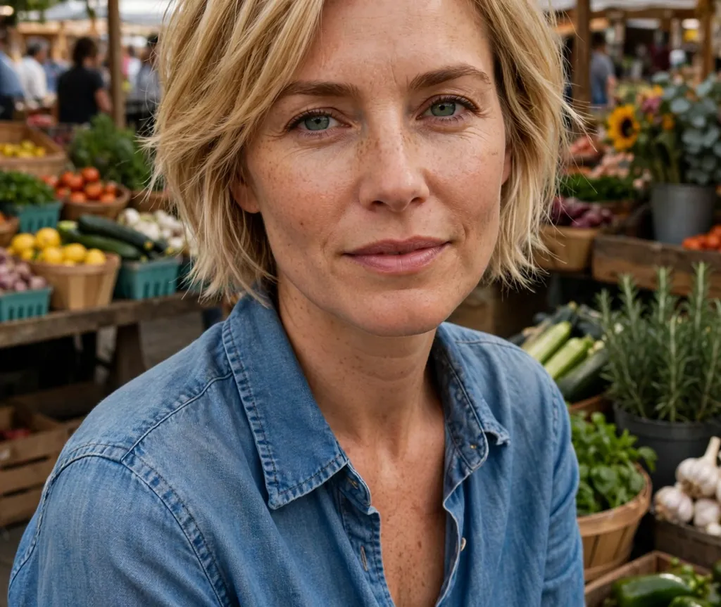 Effortless everyday short layered bob on honey blonde hair