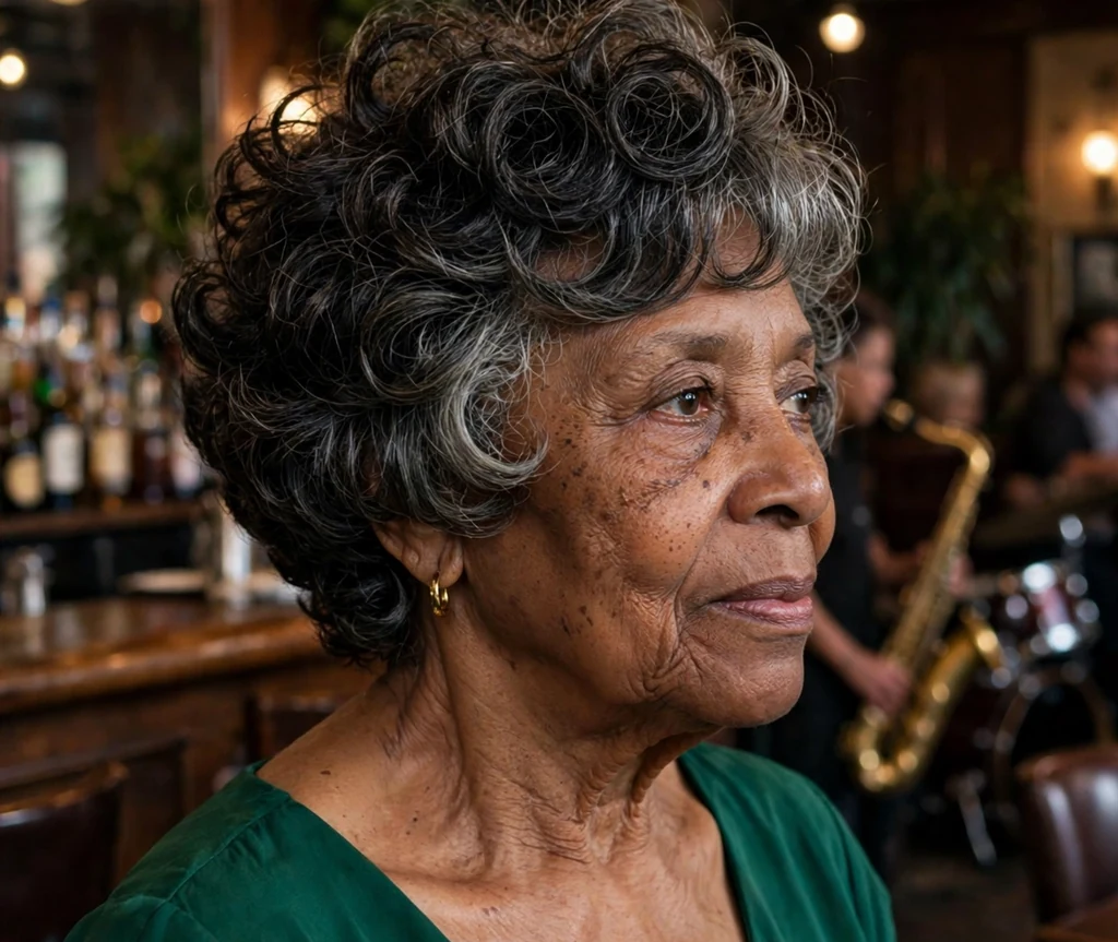 Short wavy-curly bob with layers for older women
