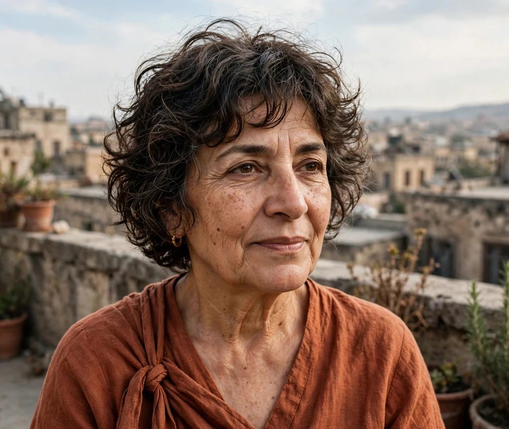 Short curly shag with razor-cut layers for older women