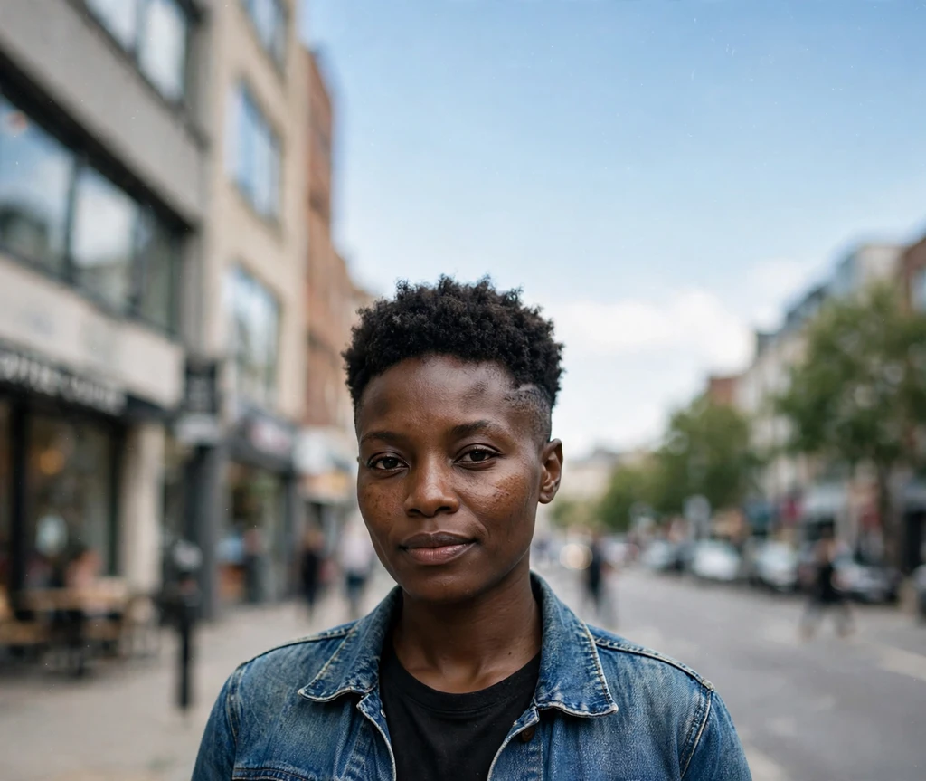 Black woman with a tapered short afro, faded sides and full top