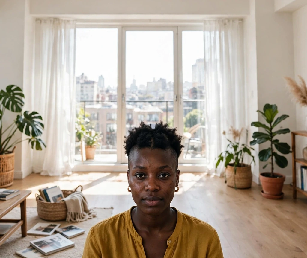 Black woman with a frohawk, tapered sides and a strip of afro down the center