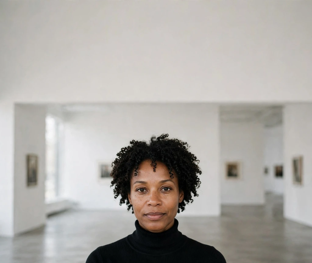 Black woman with a shingled short afro, defined separated coils
