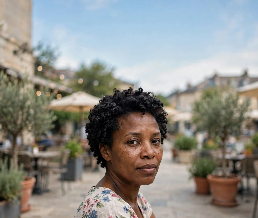Black woman with a Denman brush defined short afro, clumped curls