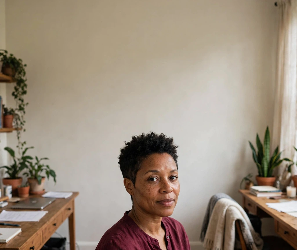 Black woman with a tapered pixie-fro, short curly pixie afro hybrid