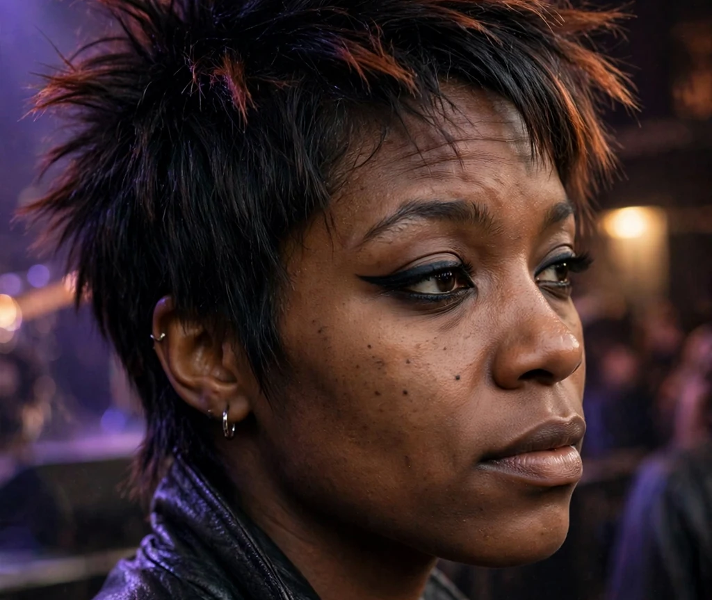 Young Black woman with an edgy spiky pixie