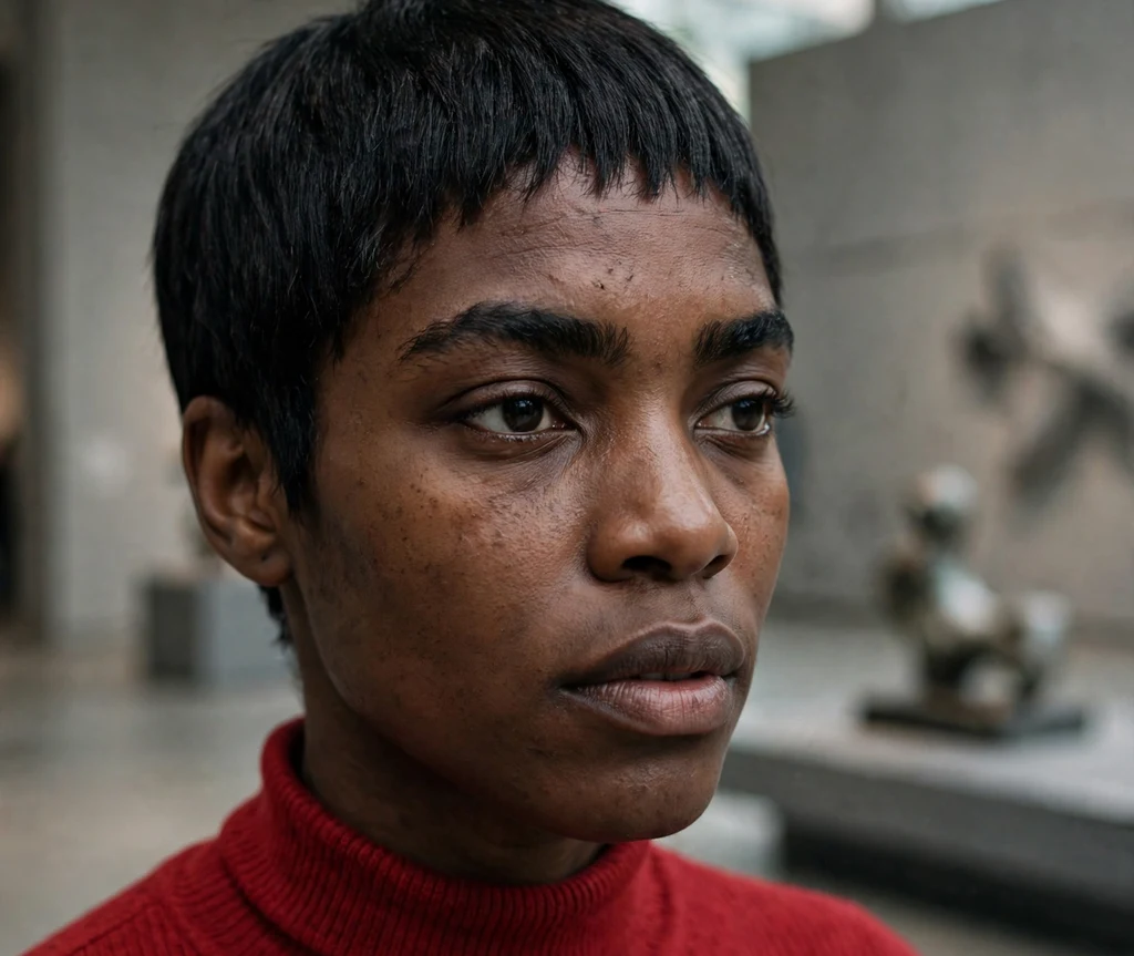 Black woman with a pixie with chic micro bangs
