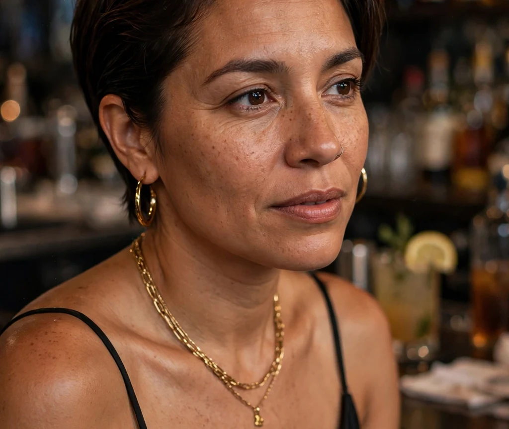 Latina woman with a long-top pixie with slicked sides