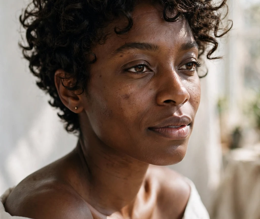 Black woman with a curly pixie with defined curls