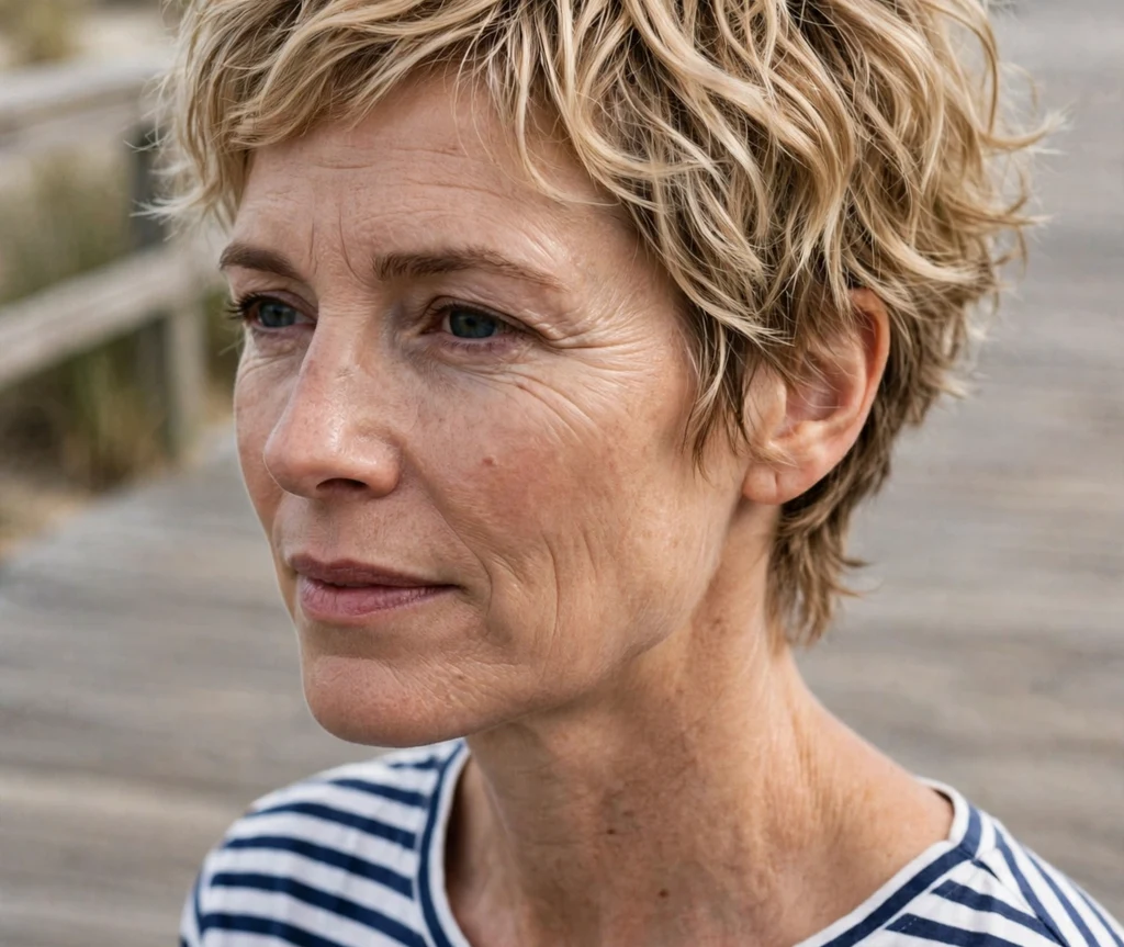 Woman with a wavy tousled pixie