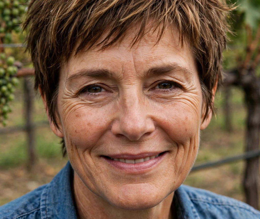 Woman with a tousled highlighted pixie
