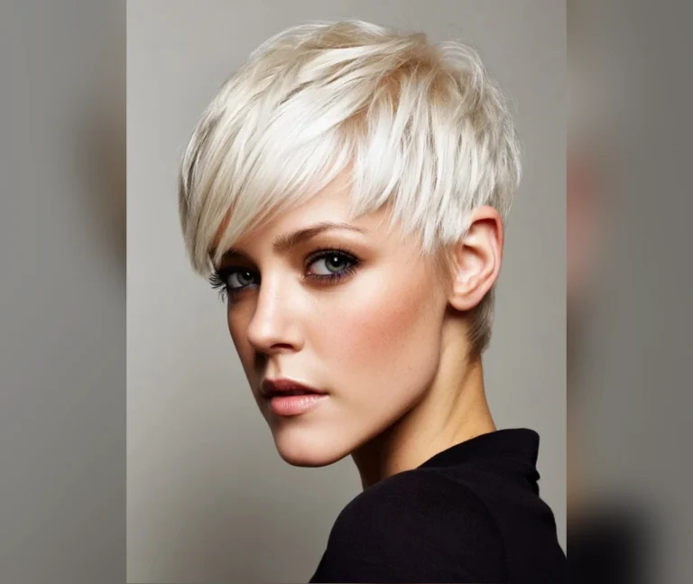 Short pixie hairstyles - platinum blonde pixie cut on a woman