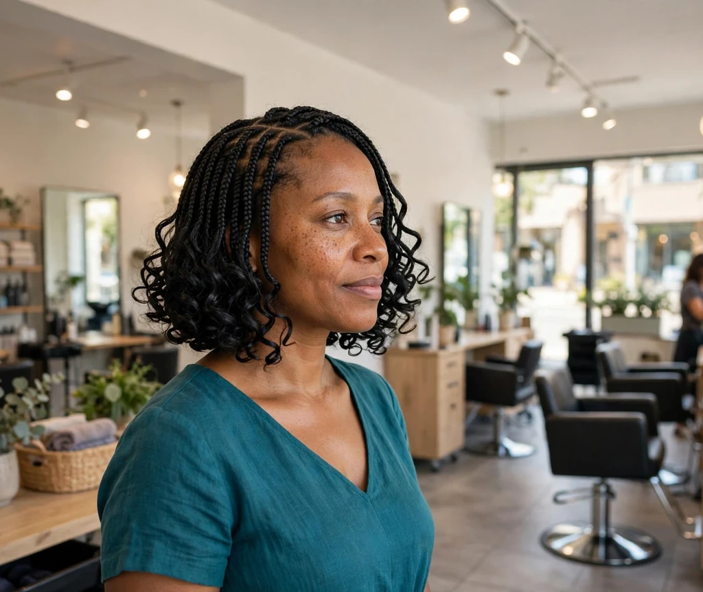 Bob braids with bouncy curly ends