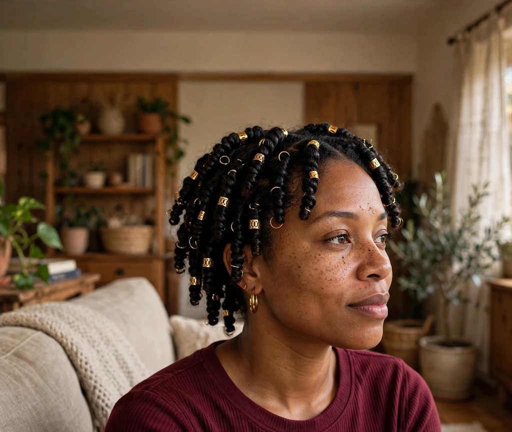 Defined finger coils with gold hair cuffs