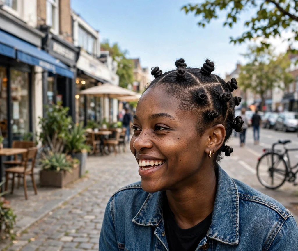 Neat bantu knots protective style