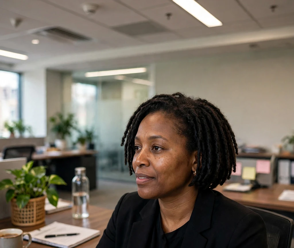Short faux locs bob with side part