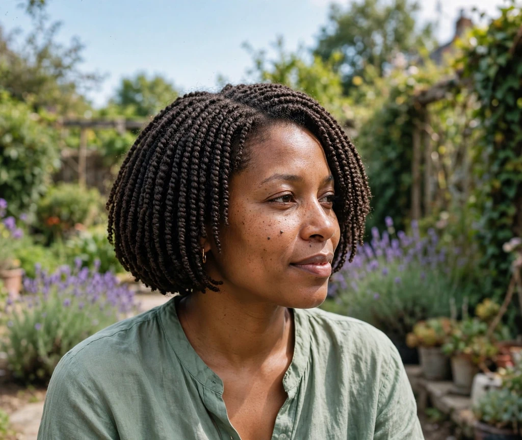 Mini twists in a rounded short bob