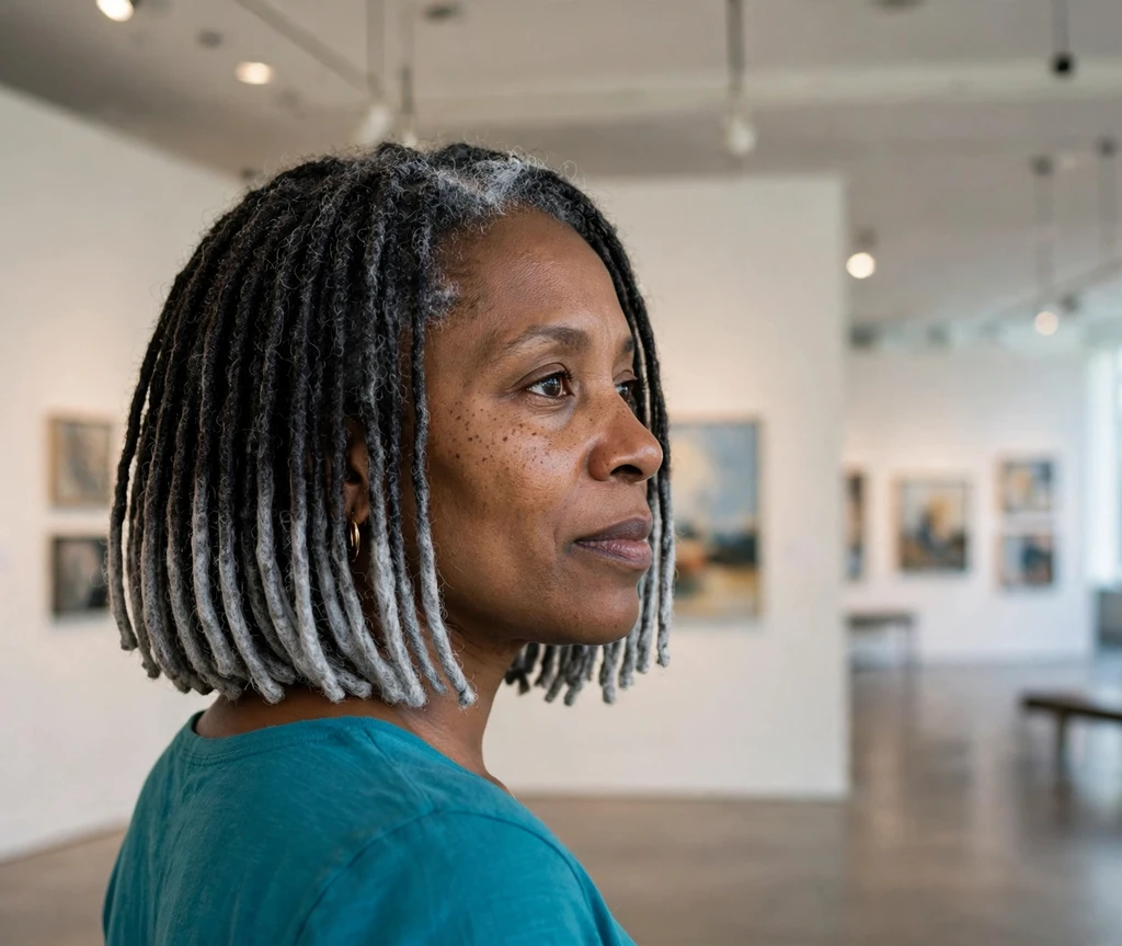 Short loc bob with silver tipped ends