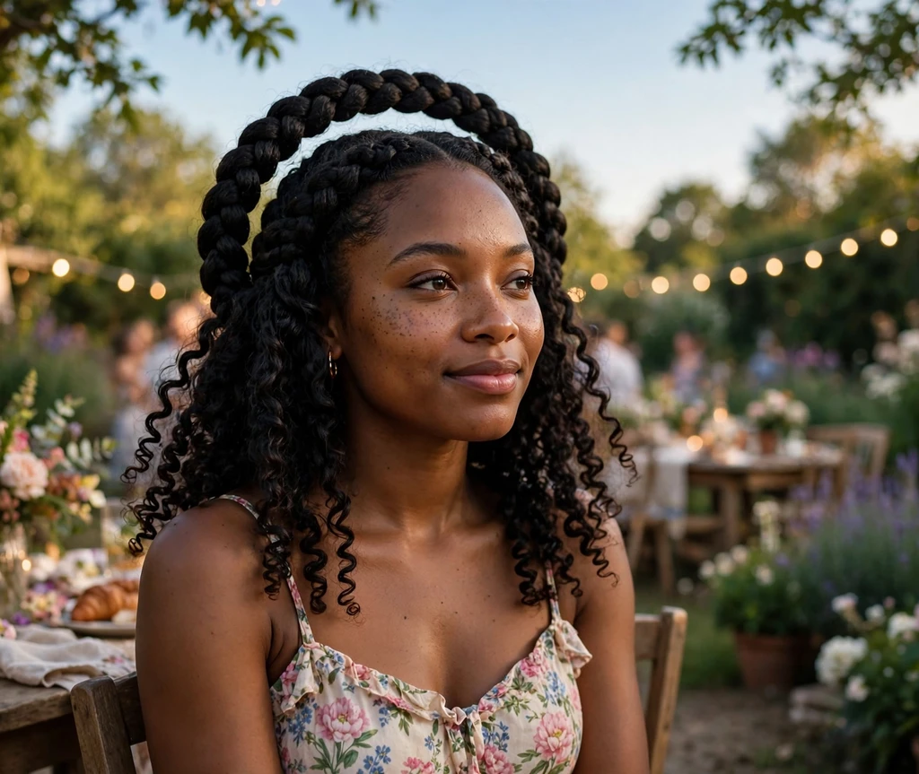 Braided crown with short coily ends