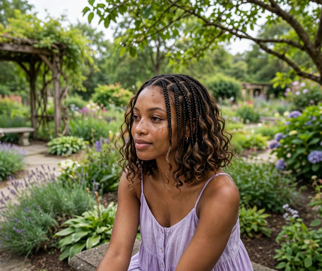 Knotless goddess braid bob with curly ends