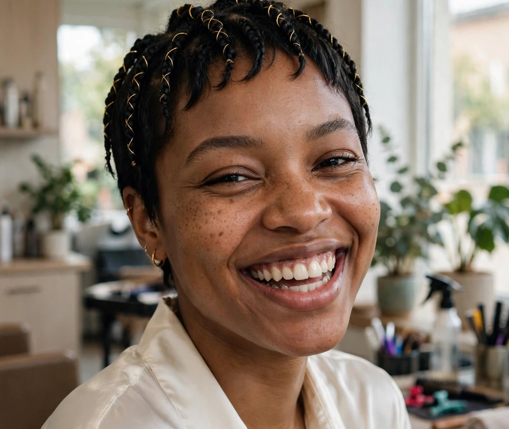 Elegant short faux locs swept updo