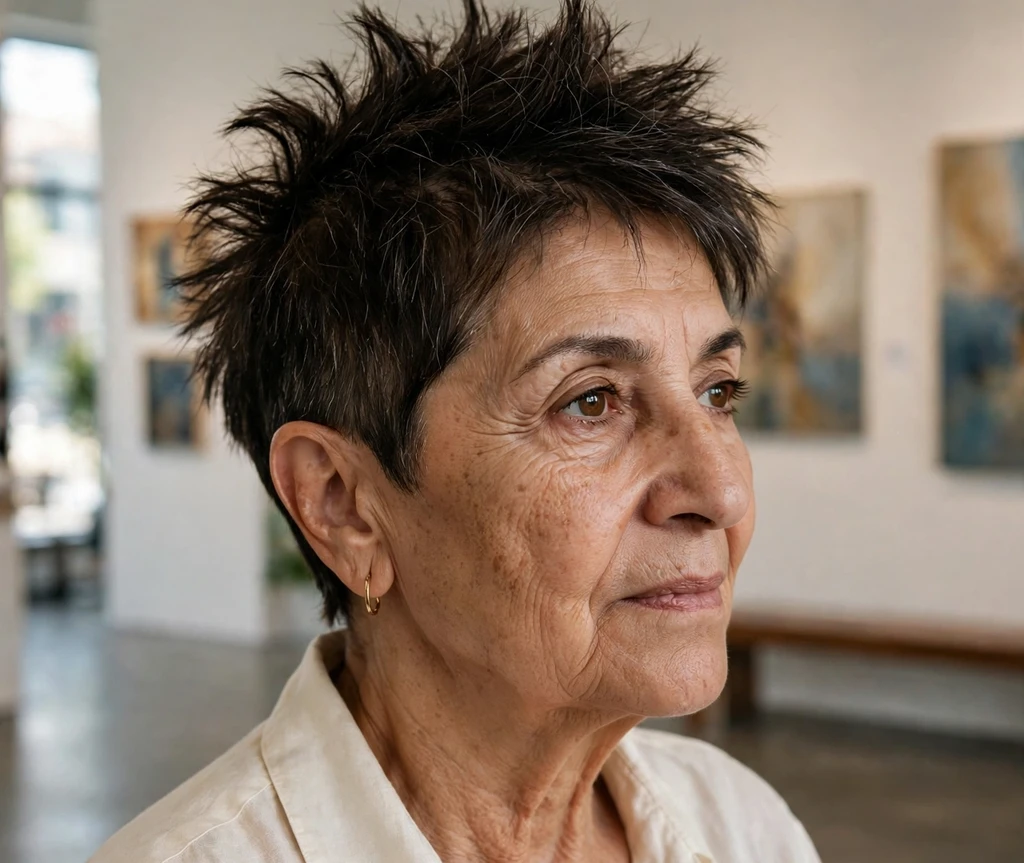 Spiky pixie with undercut for women over 50