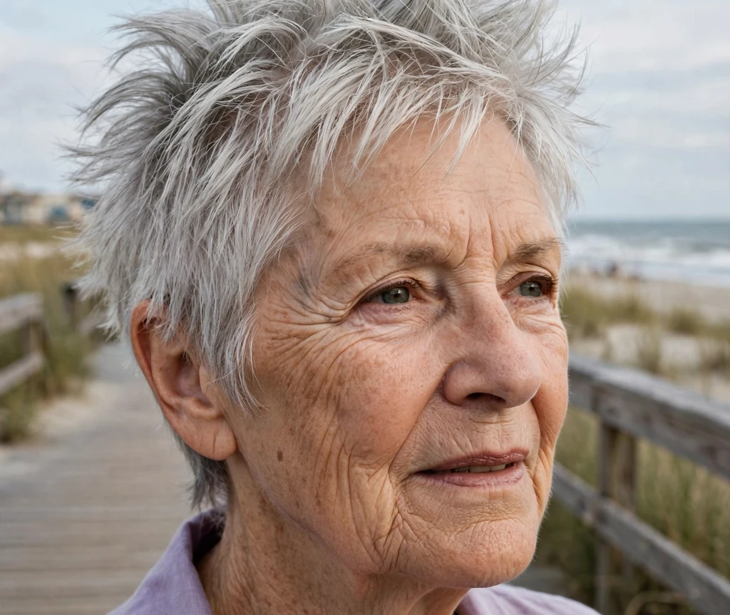 Feathered spiky layered haircut for women over 50