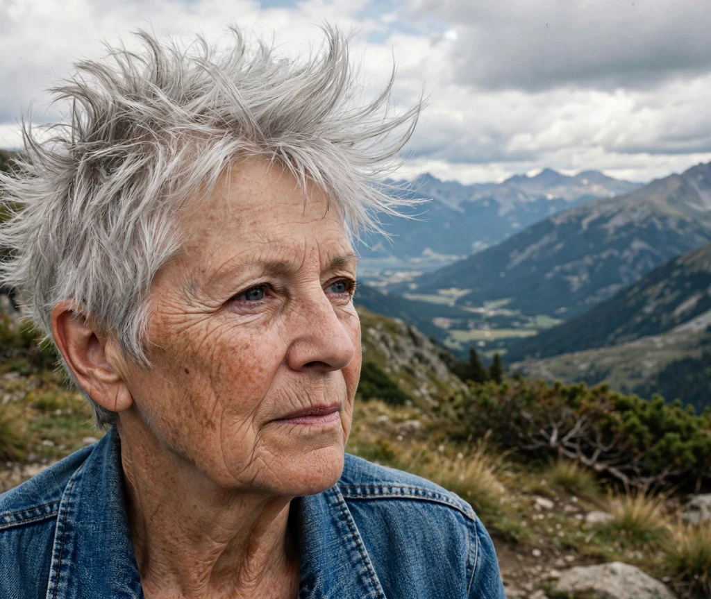 Windswept silver spiky crop for women over 50