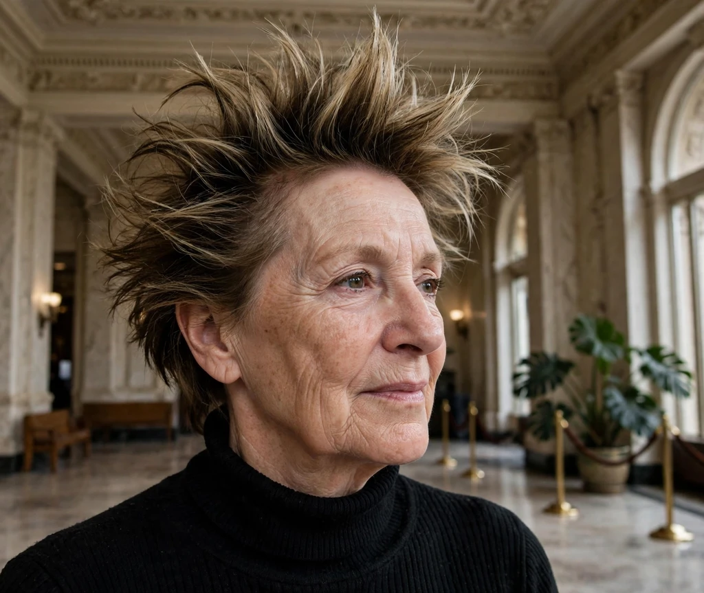 Voluminous crown spikes haircut for women over 50