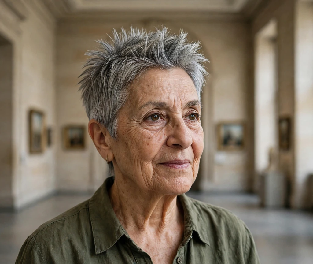 Sleek-edged spiky pixie haircut for women over 50