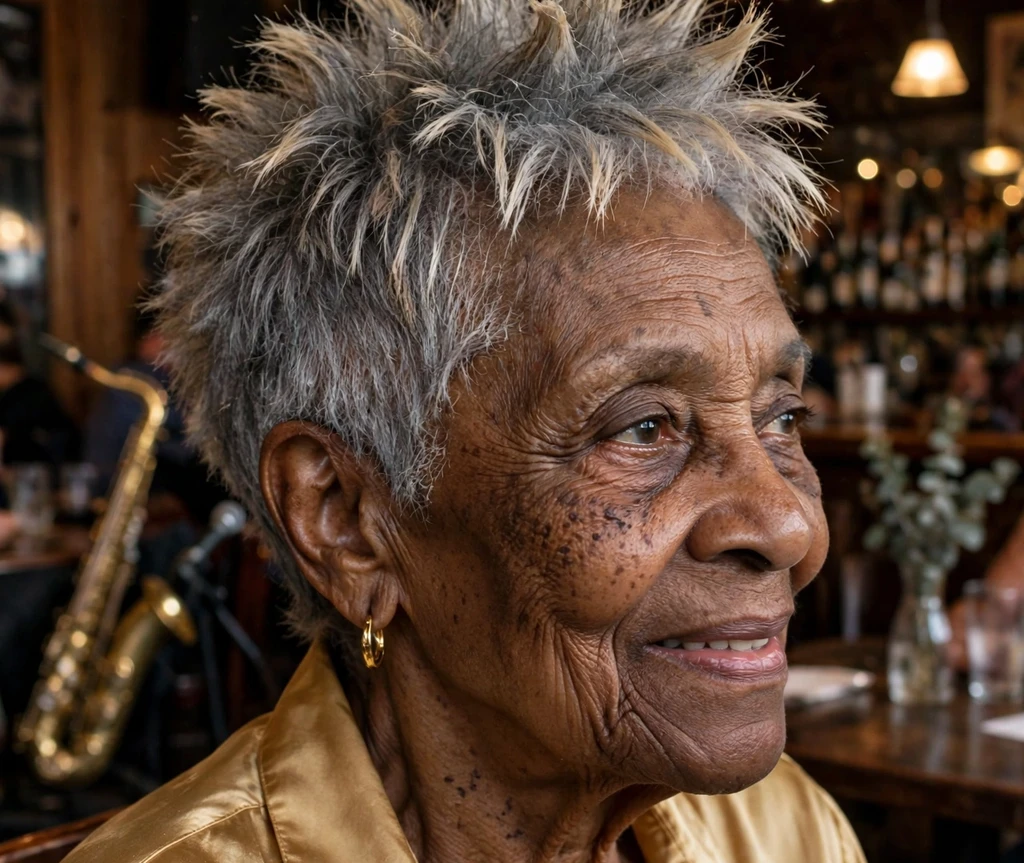Frosted-tip spiky crop haircut for women over 50