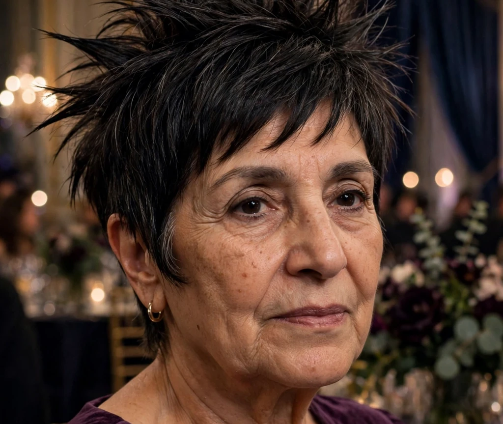 Dramatic long-spike pixie haircut for women over 50
