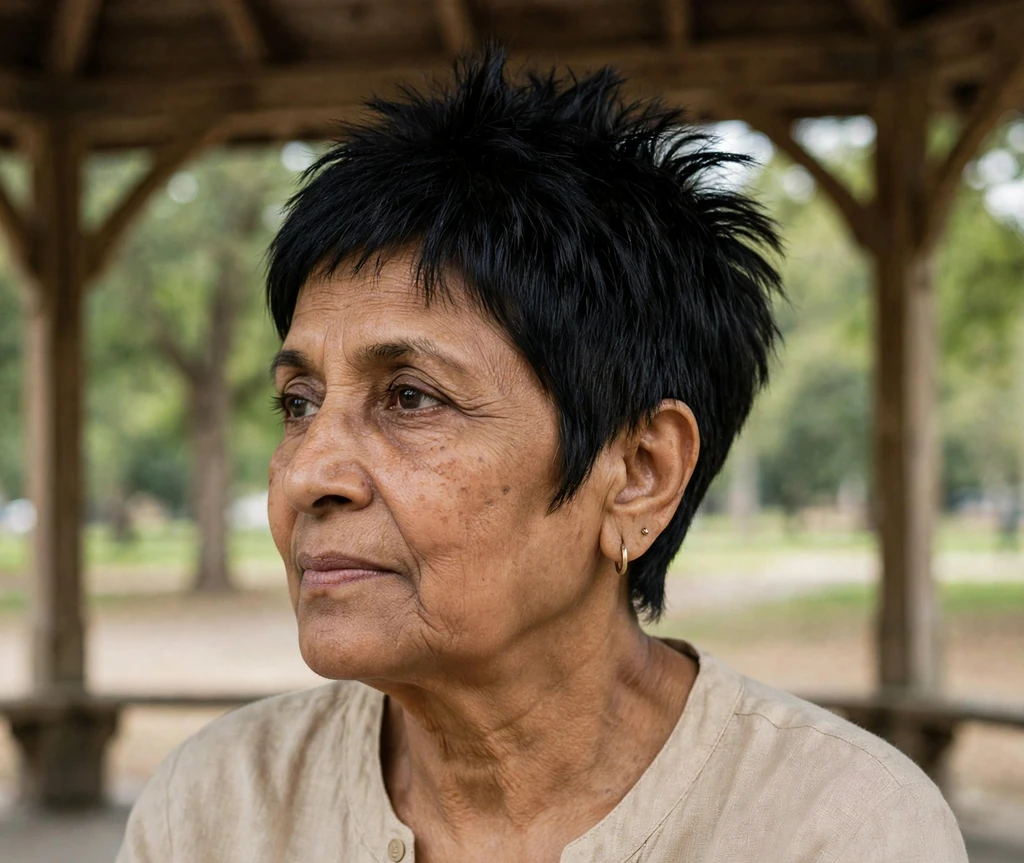 Spiky pixie with tapered nape for women over 50