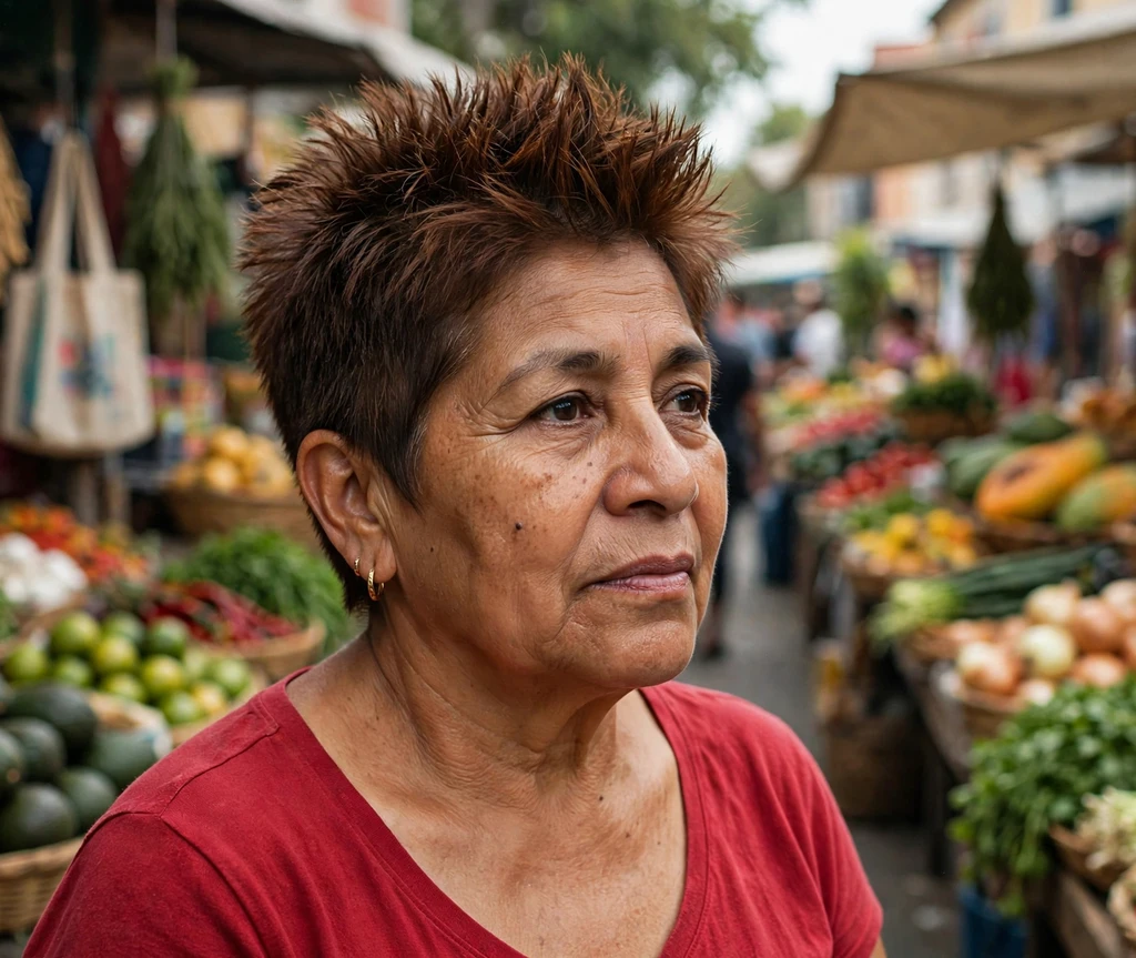 Chestnut spiky crop haircut for women over 50