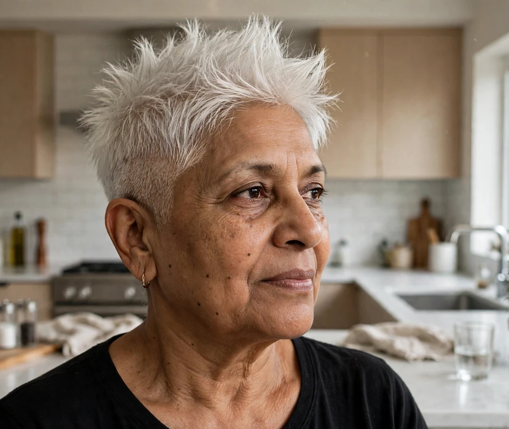 Platinum spiky crop with undercut for women over 50