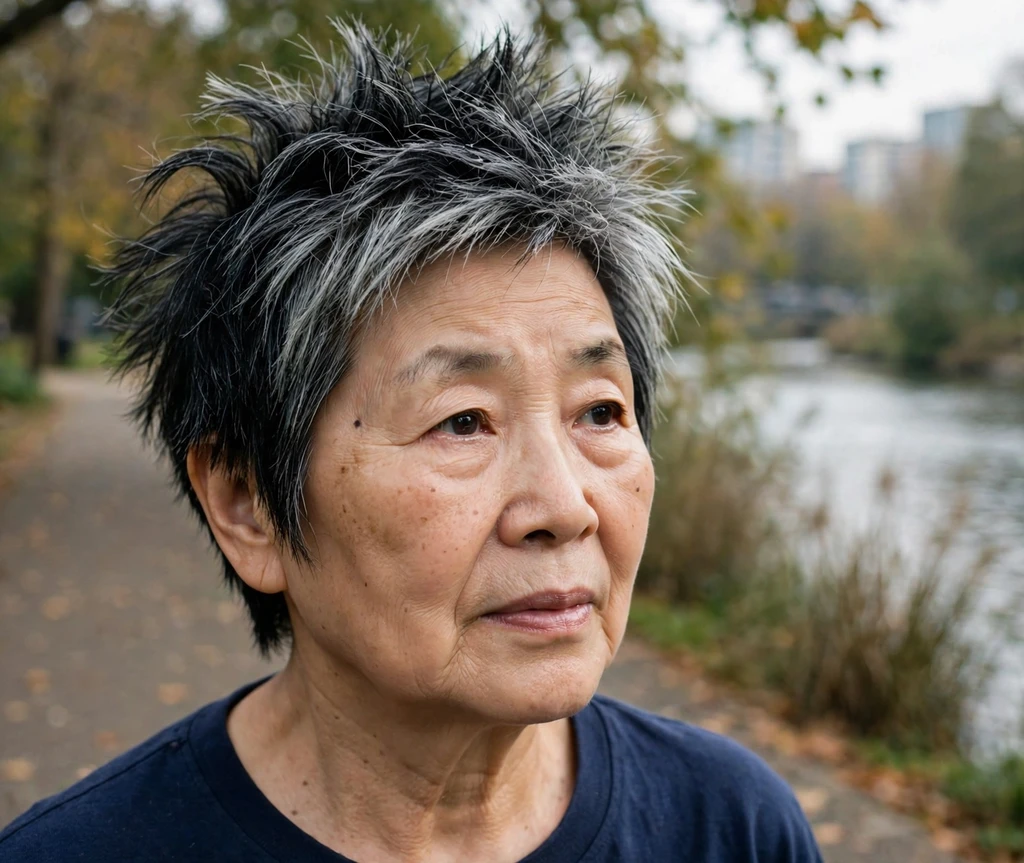 Two-tone spiky crop haircut for women over 50