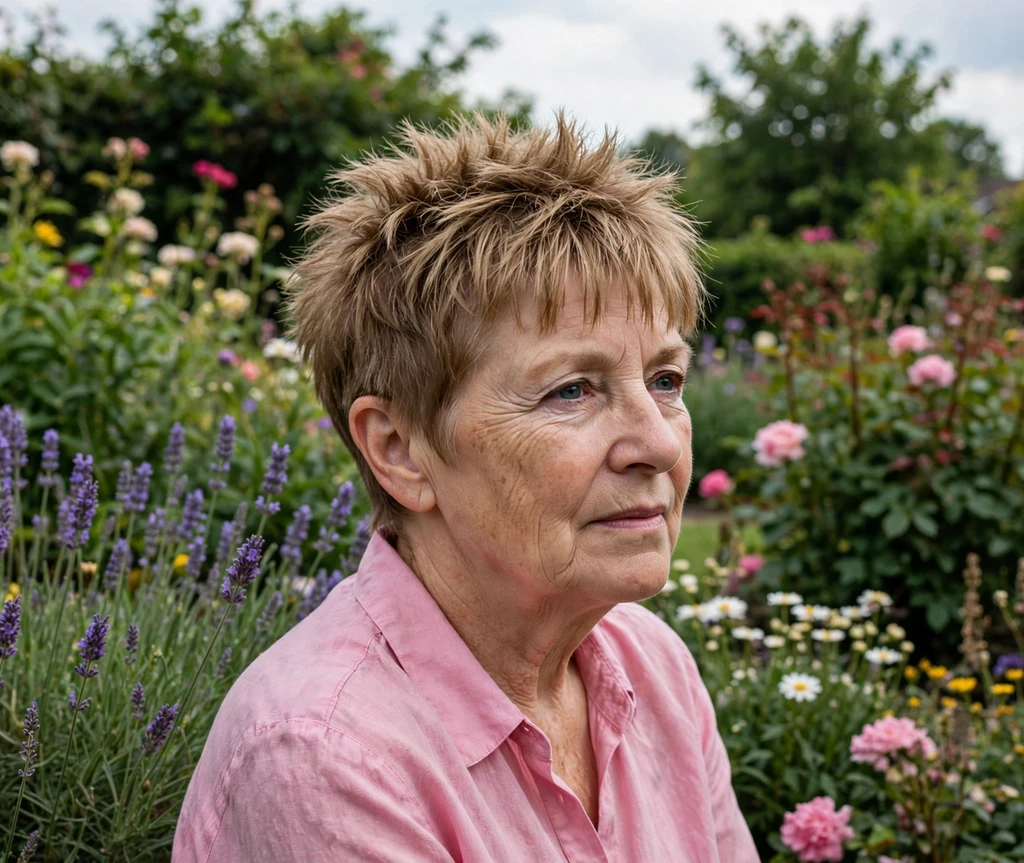 Spiky cropped cut with fringe for women over 50