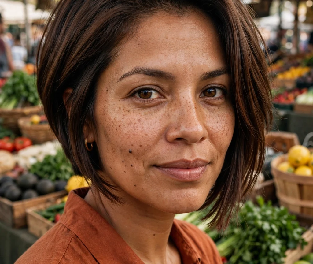 Woman with an inverted short stacked bob