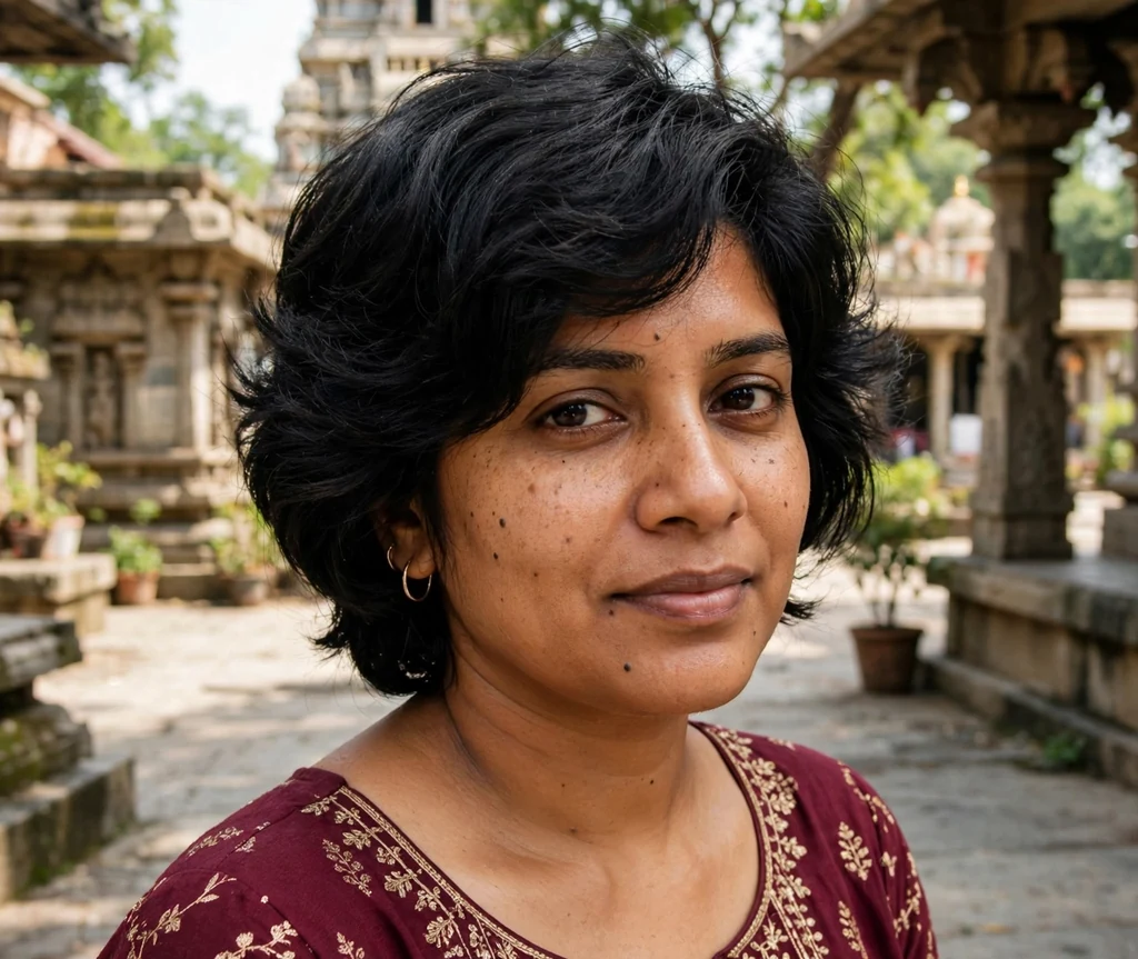 Woman with a thinned short stacked bob for thick hair