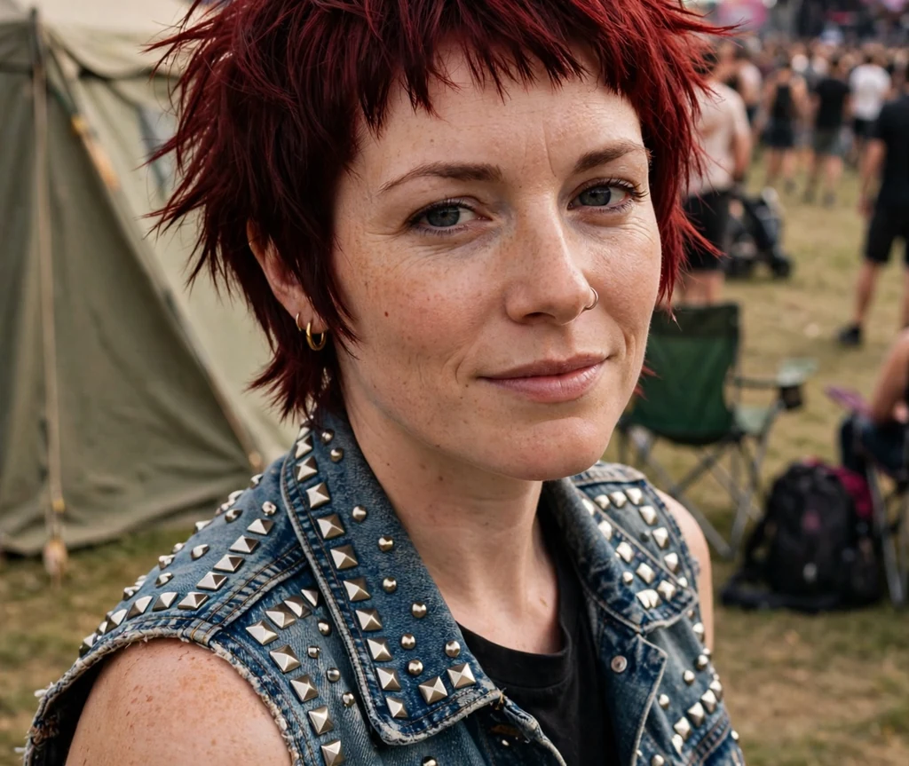 Woman with a bold razored short stacked bob