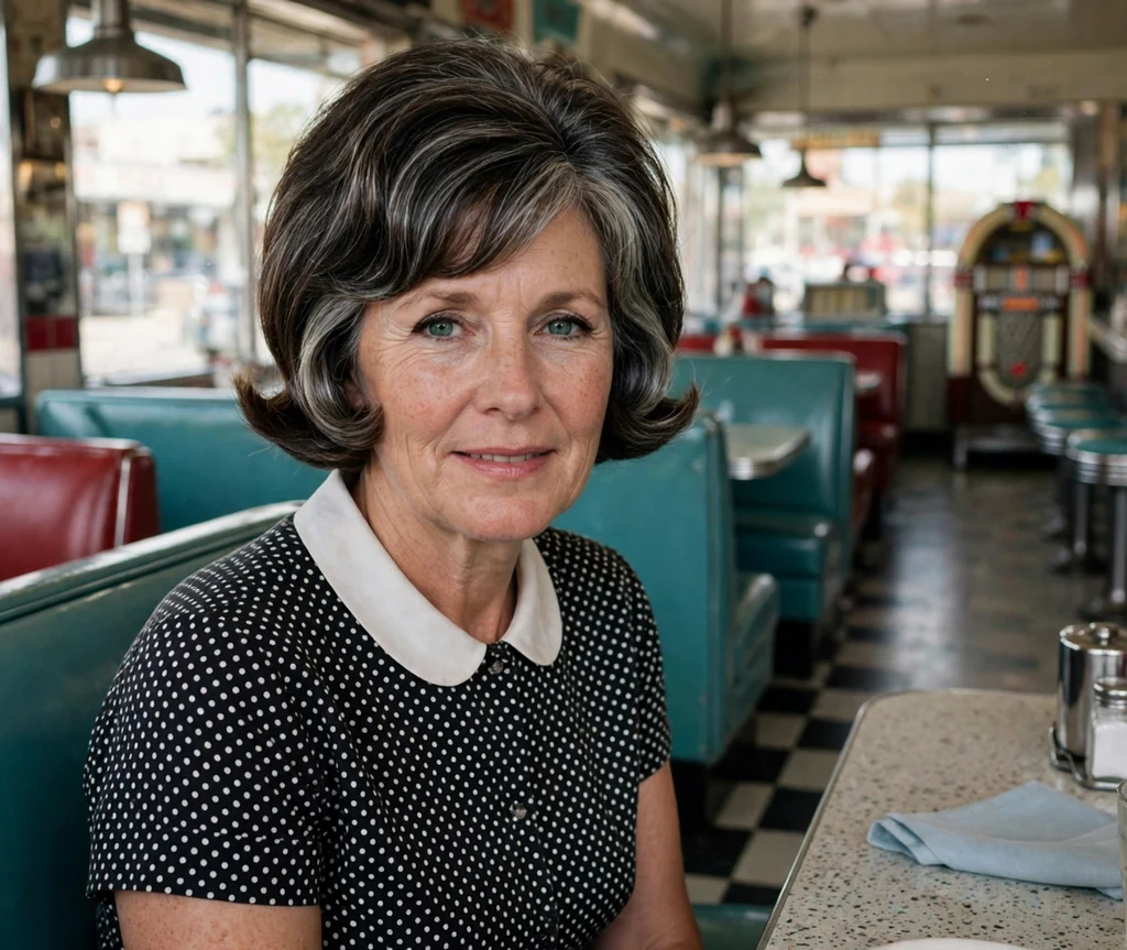 Woman with a retro vintage short stacked bob